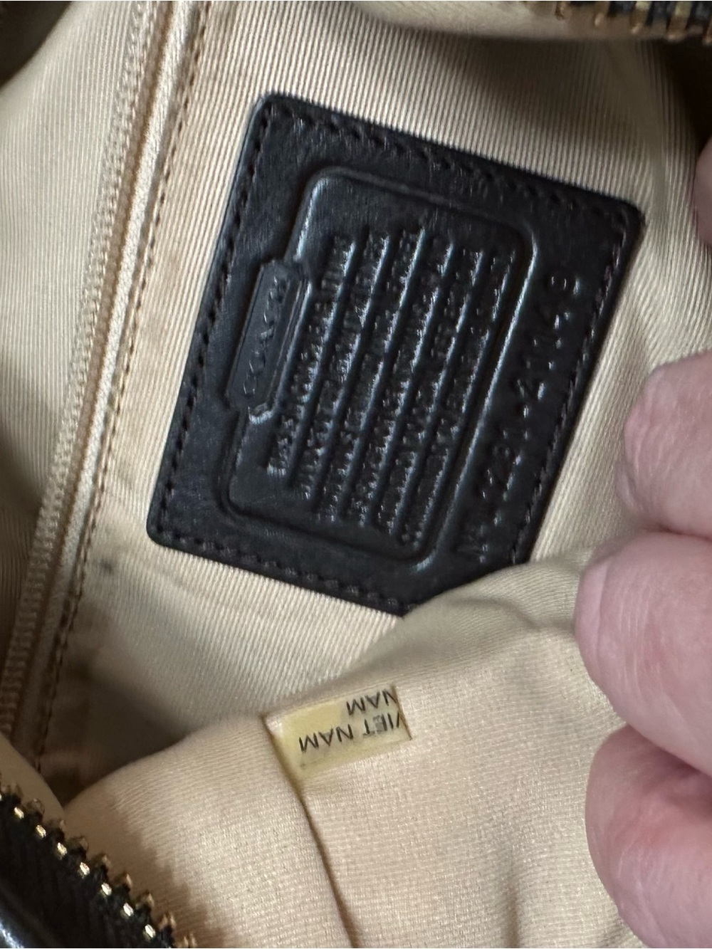 Coach Khaki Signature Canvas with Dark Brown Leather Trim - Picture 10 of 11